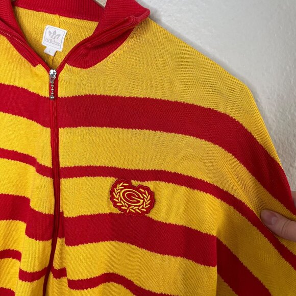 Carlo Gruber Adidas Womens Red Yellow Striped Full-Zip Knit Sweater Large - Picture 5 of 13
